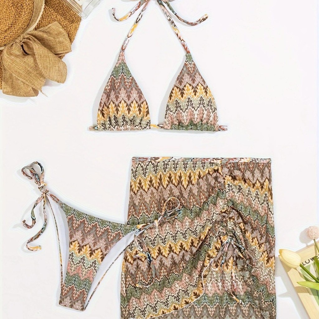 Jual Sexy 3 Pieces Bikini Women Swimsuit 2025 Summer Halter Triangle