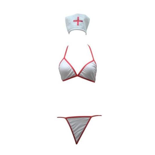 Jual Sexy Lingerie Bra Set Bikini Cosplay Nurse Uniform Sleepwear B021