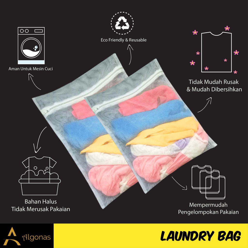 Laundry Bag Tas Kantong Jaring Kuat Dengan Resleting Awet dan Tahan Lama