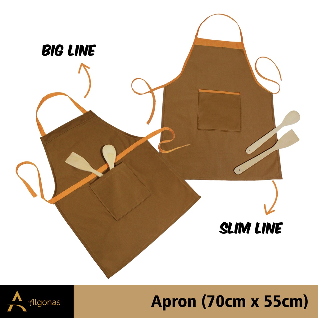 Apron Celemek Dapur + Saku Stylish Bahan Kain Polyester
