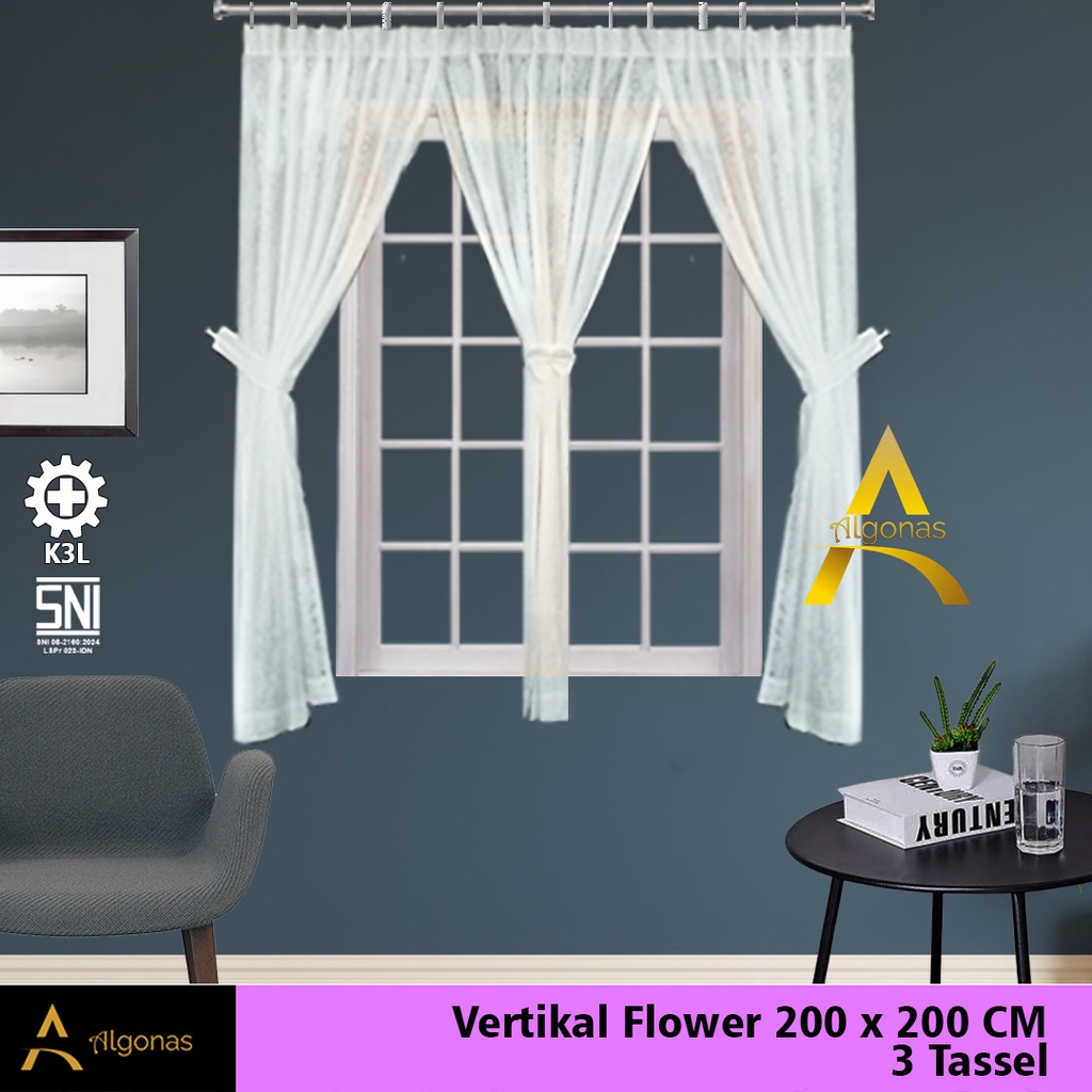 Vitrase Gorden Model Pleat Motif Vertikal Rose Flower