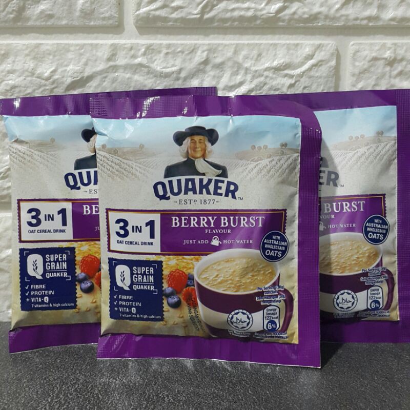 Jual Quaker 3 in 1 Oat Cereal Drink Berry Burst Sachet Eceran Shopee Indonesia
