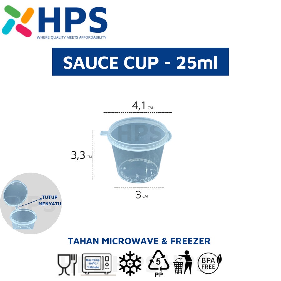 Jual Sauce Cup 25ml Tempat Saus Wadah Mayonaise Sambal Klip Container