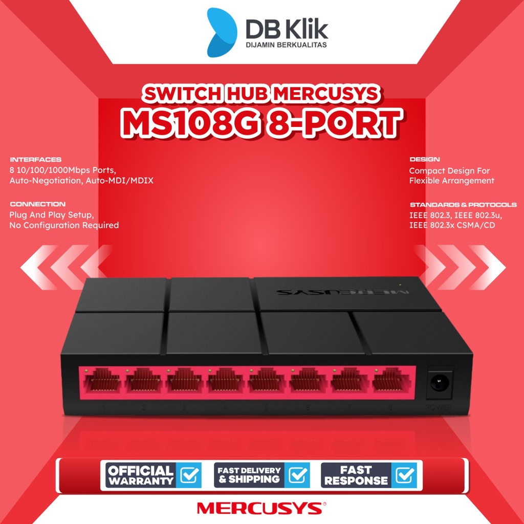 Jual Switch Hub MERCUSYS MS108G 8Port Gigabit 10/100/1000Mbps Shopee Indonesia