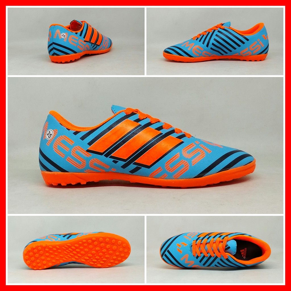 Jual Sepatu Futsal Anak Adidas Messi Biru Muda Hitam Orange Kids Shopee Indonesia