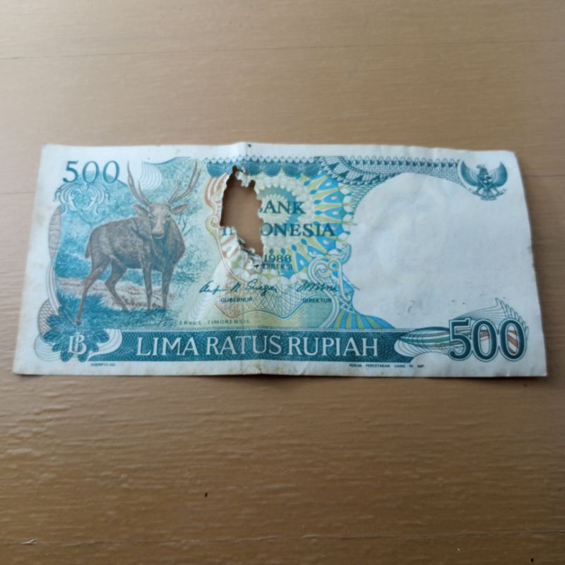 Jual Bolong Rp 500 Rupiah Tahun 1988 Kijang Rusa Timor Uang Lama Duit