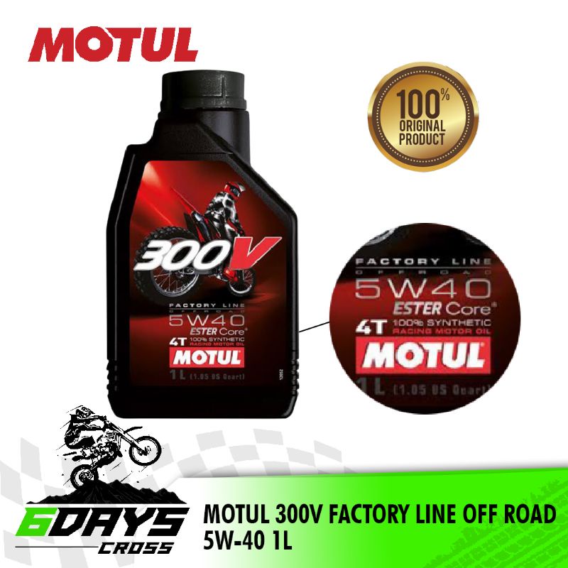 1 Liter Motul 300V Offroad 4T 5W40 Full Synthetic Oil 