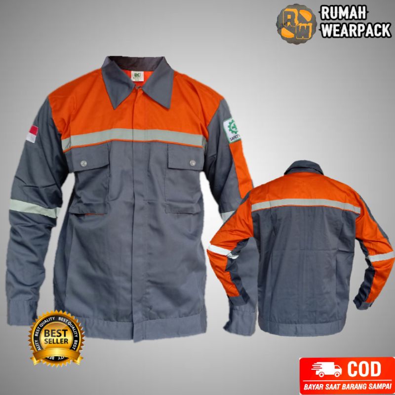 Jual Baju Kerja Wearpack Proyek Seragam Kerja Atasan Warna Abu Tua