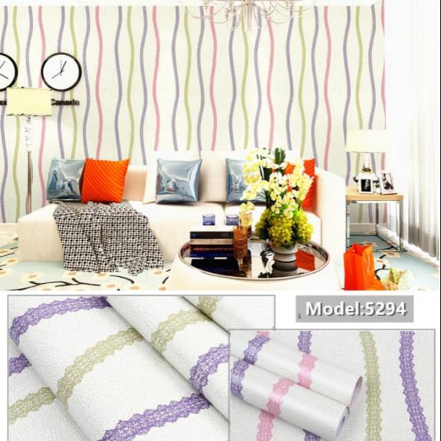 Jual Wallpaper Sticker Garis Gelombang Colour Fullstiker Shopee Indonesia