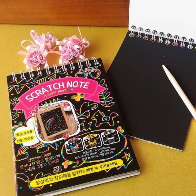 Jual RAINBOW Scratch Note / Memo Kecil Hitam 14x10 cm Wooden Stick ...