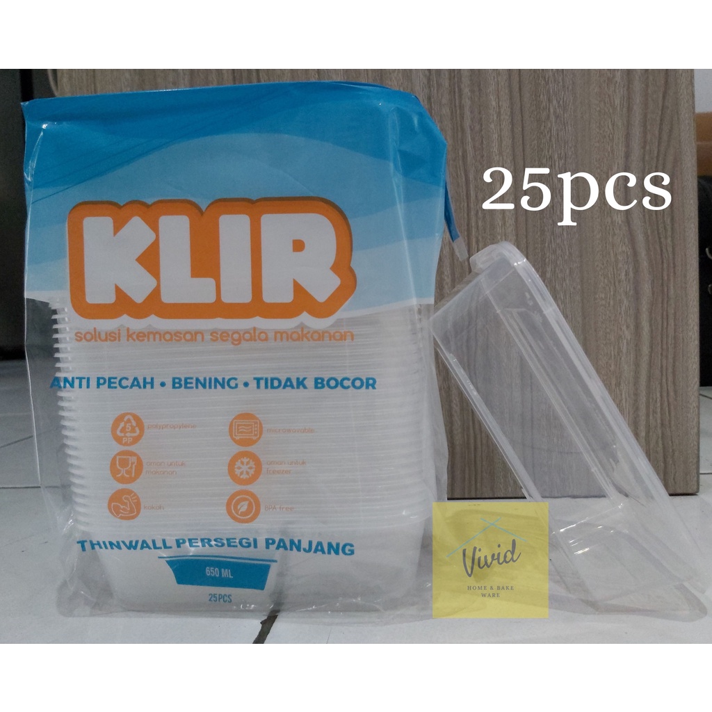 Jual Thinwall Kotak Persegi Panjang Klir 650 Ml Kotak Makan Anti