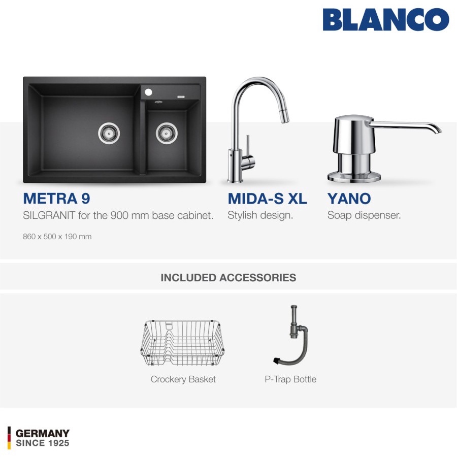 Jual BLANCO Metra 9 Silgranit Kitchen Sink Promo Paket 4 - Anthracite ...