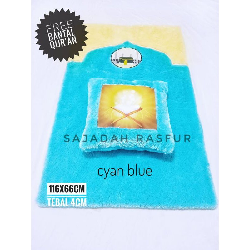 Jual sejadah motif bulu rasfur premium tebal 4 cm bonus bantal 35x35 cm ...