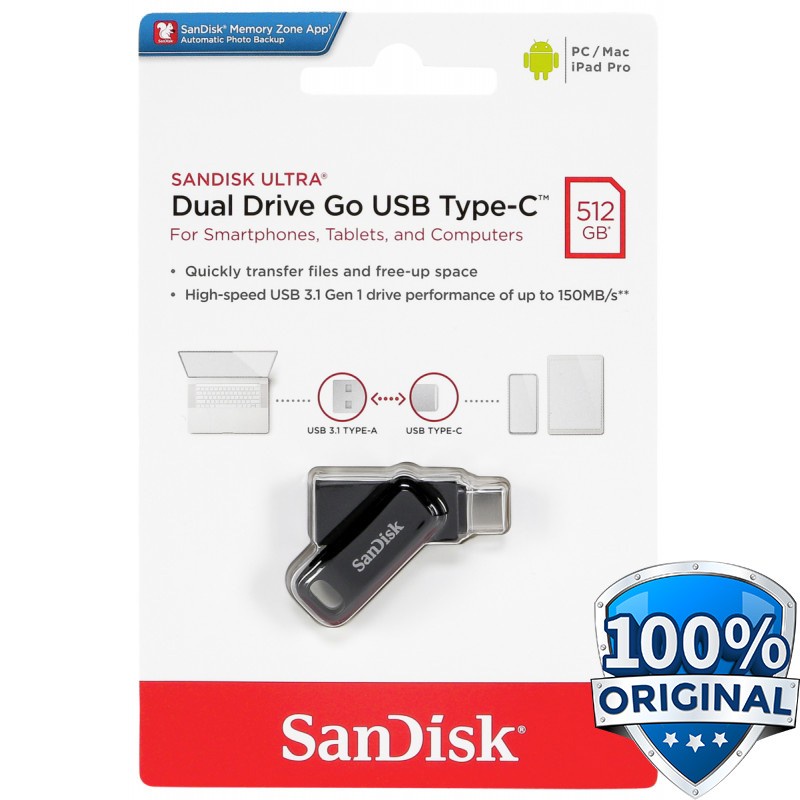 Jual Dual Drive Go USB Type C Flashdisk 3.1 Gen1 512GB SDDDC3 Hitam ...