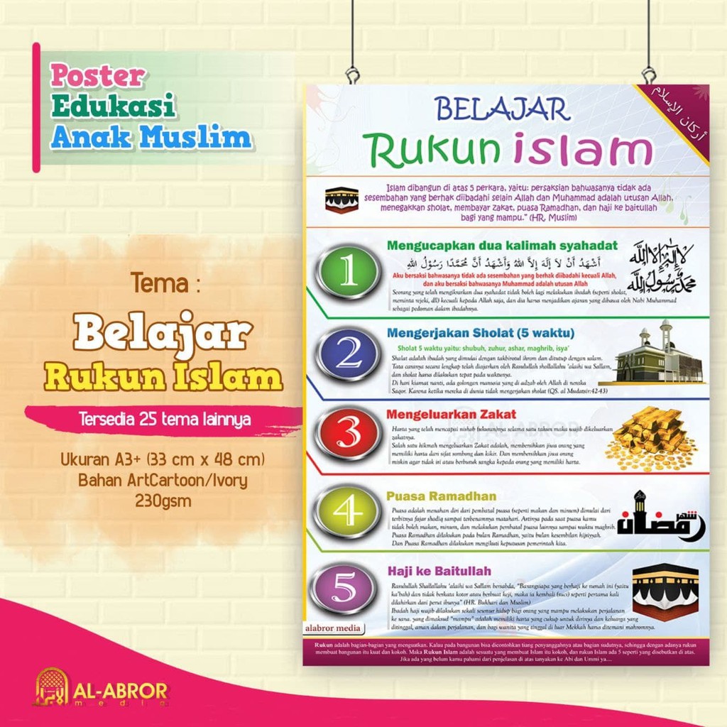 Jual Poster Edukasi Anak Muslim Belajar Rukun Islam Shopee Indonesia