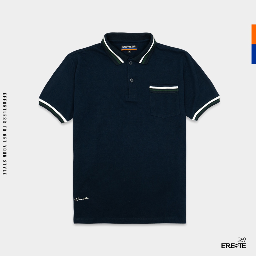 Jual Ereste269 Kaos Pria Berkerah Array Warna Navy Blue Polos Original ...