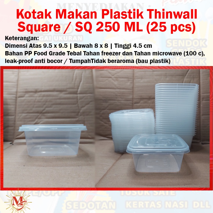 Jual Kotak Makan Plastik Thinwall Square Sq 250 Ml 25 Pcs Shopee