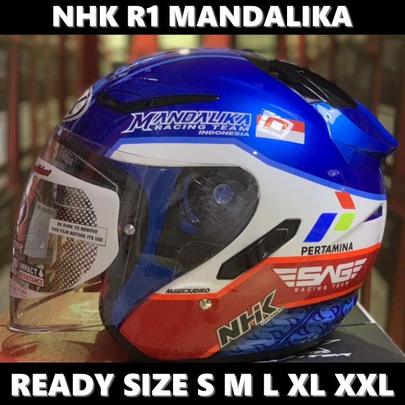 Jual HELM NHK R1 MANDALIKA GP EDITION DOUBLE VISOR HALF FACE | Shopee ...