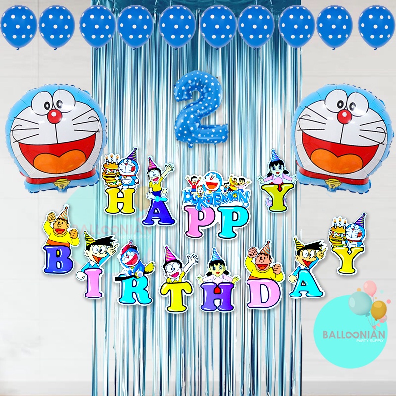 Jual DORAEMON SIMPLE DEKORASI SET/BALON FOIL/DEKORASI ULANG TAHUN ANAK