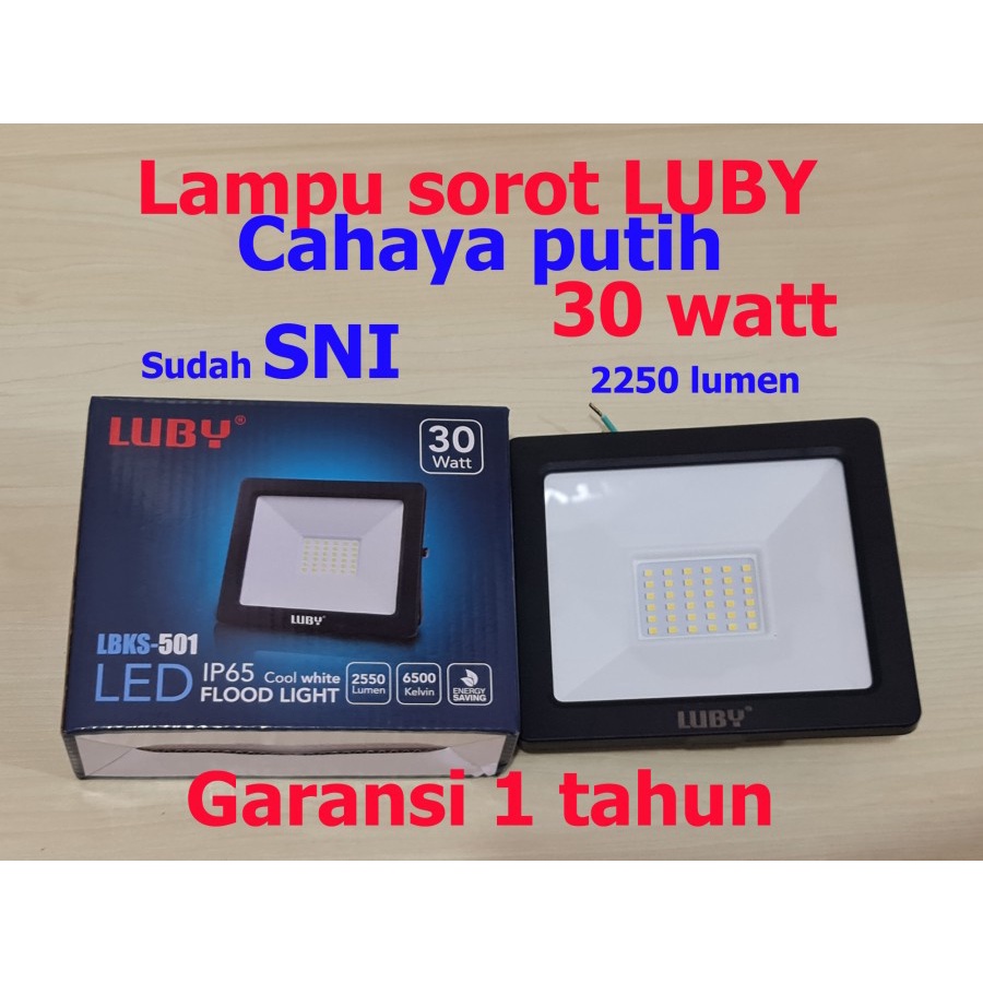 Jual Lampu Sorot 30watt Cahaya Putih Ip65 Sni Lbks 501 Led Luby