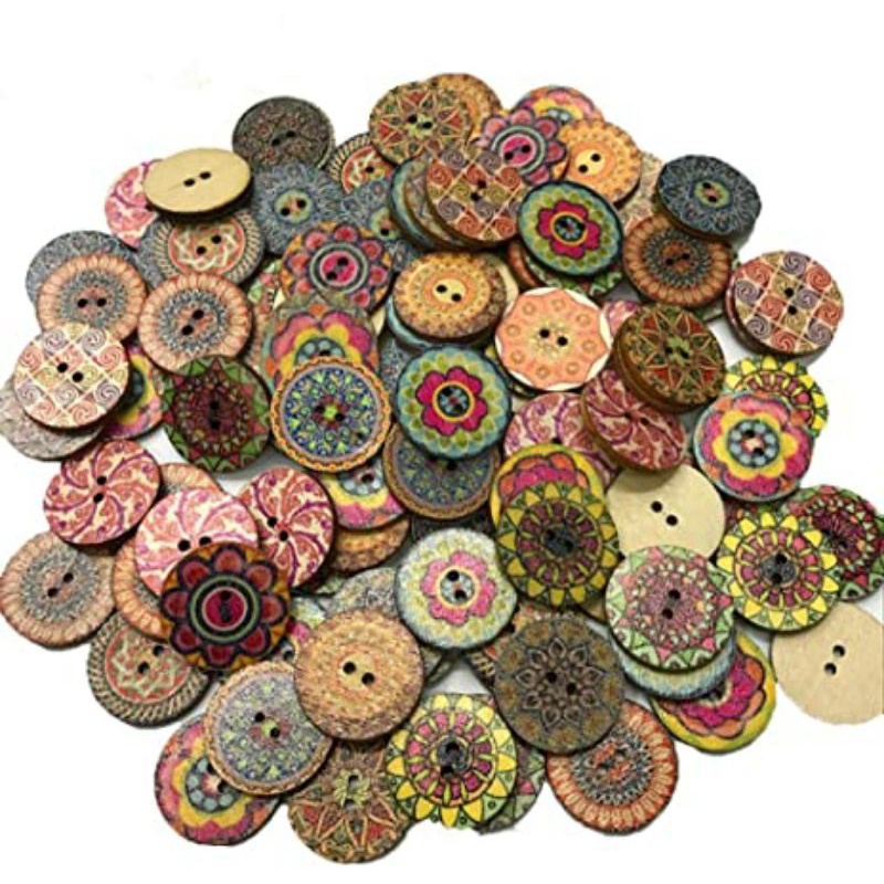 Jual 10 biji Kancing Kayu Vintage bentuk bulat 20mm | Shopee Indonesia