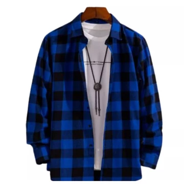 Kemeja Pria Kotak Basic Lengan Panjang Baju Atasan Cowok Flanel Kemeja Salur
