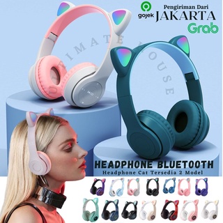 Headset Bluetooth Super Bass - ￼Headphone Bluetooth Model Telinga Kucing  LED Wireless Stereo Bass - Handsfree Wireless Gaming Terlaris