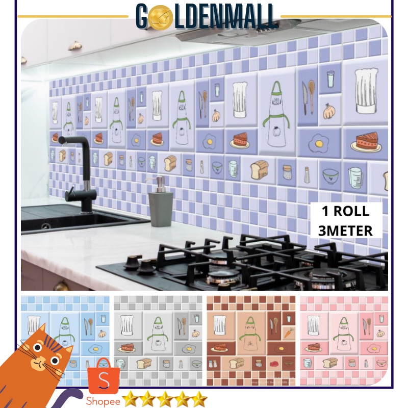 Jual Wallpaper Sticker Dapur Anti Air 3meter / Minyak Panas / Kitchen ...