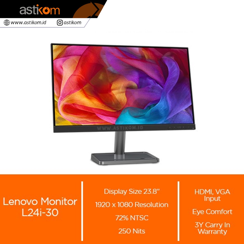 Jual Monitor Lenovo L24i-30 23.8 inch FHD IPS 75Hz HDMI VGA