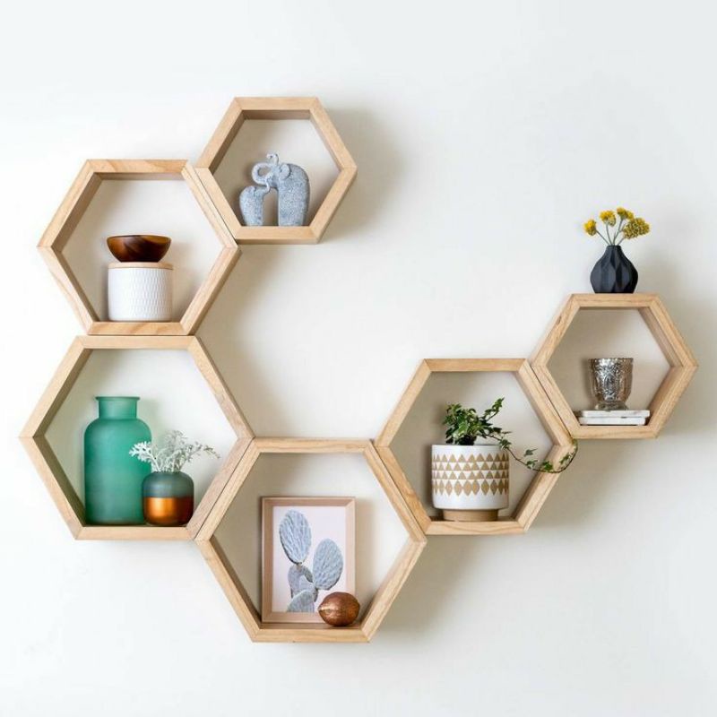 Jual Rak Hexagonal Dekorasi Dinding Segi Enam Rumah Minimalis | Shopee ...