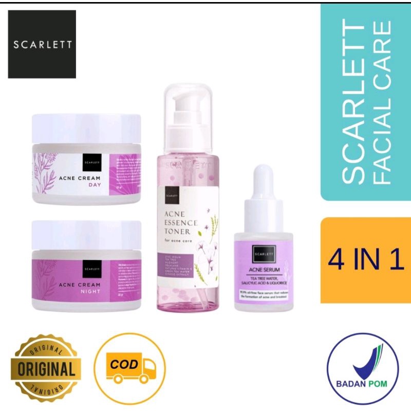 Jual Paket JERAWAT SCARLETT SCARLET ACNE SERUM CREAM TONER MASKER Paket Acne Scarlet