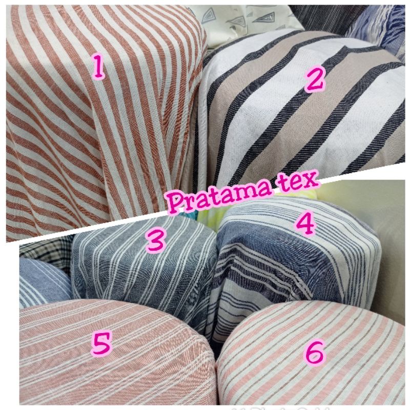 Jual Katun Linen/Bahan Katun Linen Motif Salur Terbaru_kain Kemeja ...