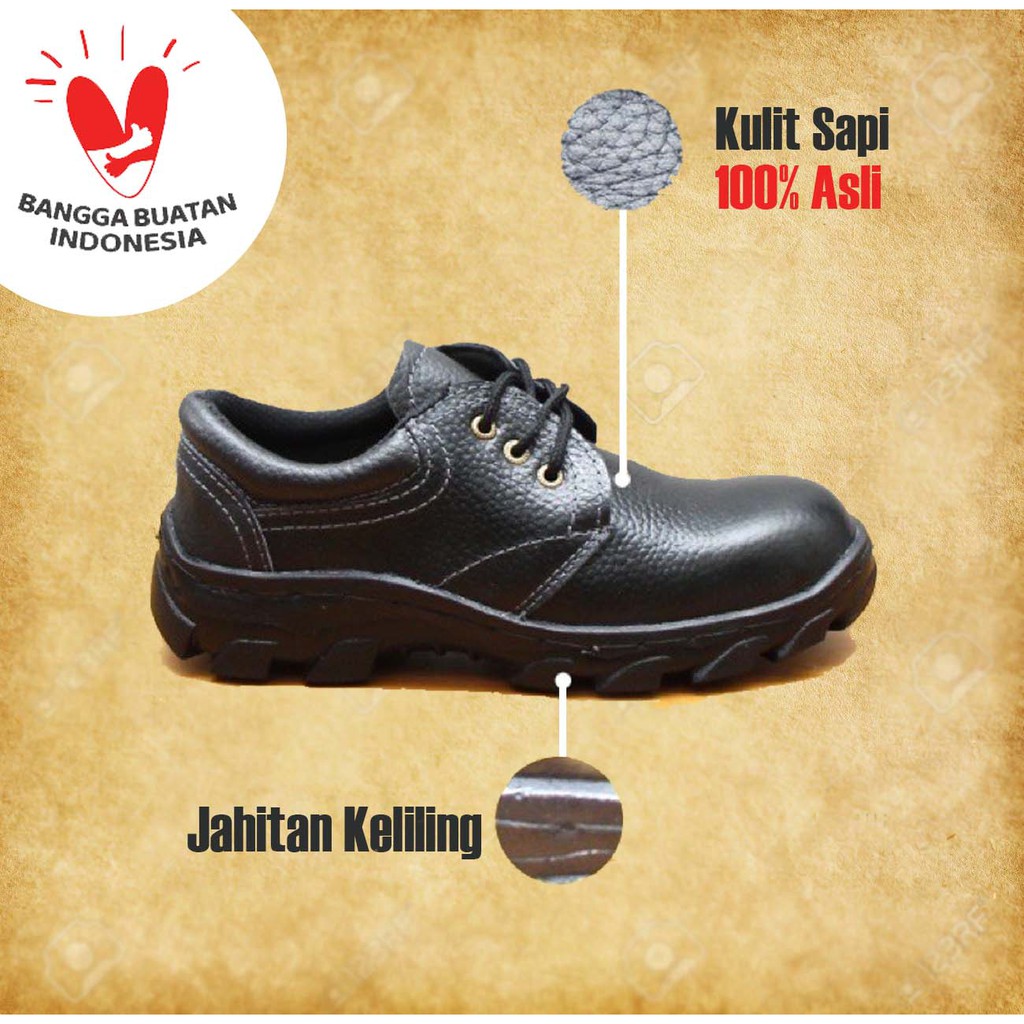 Jual Sepatu Safety Pendek Kerja Pabrik Kantor Bahan Kulit Sapi Asli Model Tali Shopee Indonesia