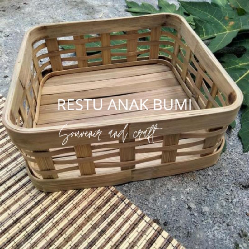 Jual Kotak Bambu Hantaran Parcel Wadah Seserahan Tempat Buah Anyaman Bambu Sokase Besek 0928