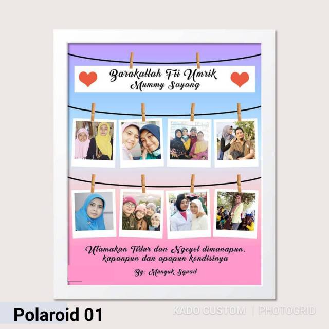 Jual Frame Kaca Cetak Desain Polaroid Foto Hadiah Kado Custom Anniversary Ulang Tahun 7112