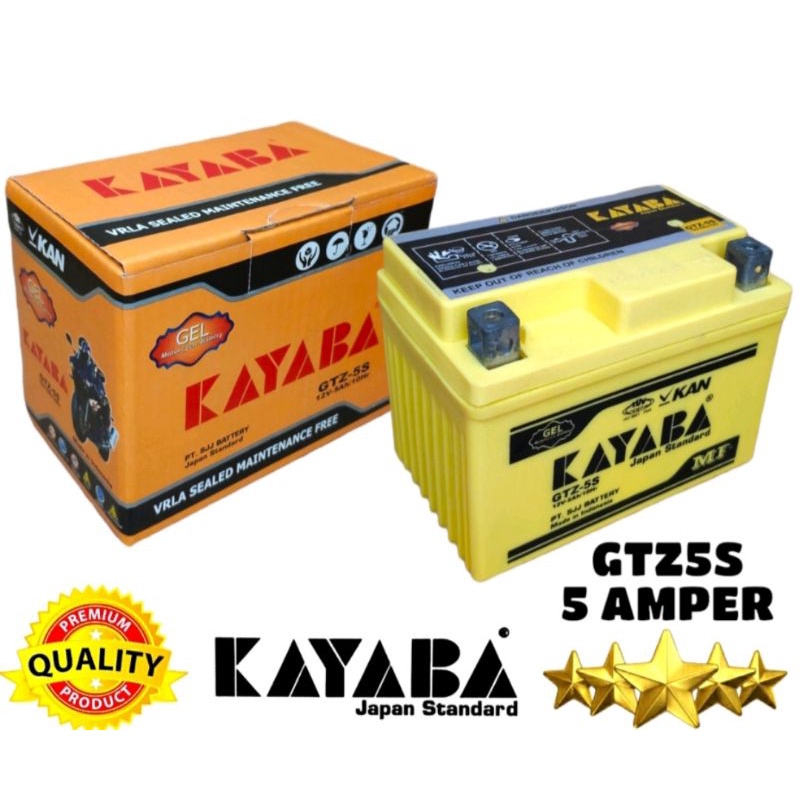 Jual AKI MOTOR BARU MERK KAYABA GTZ5S 12V 5AH ACCU KERING BEBAS