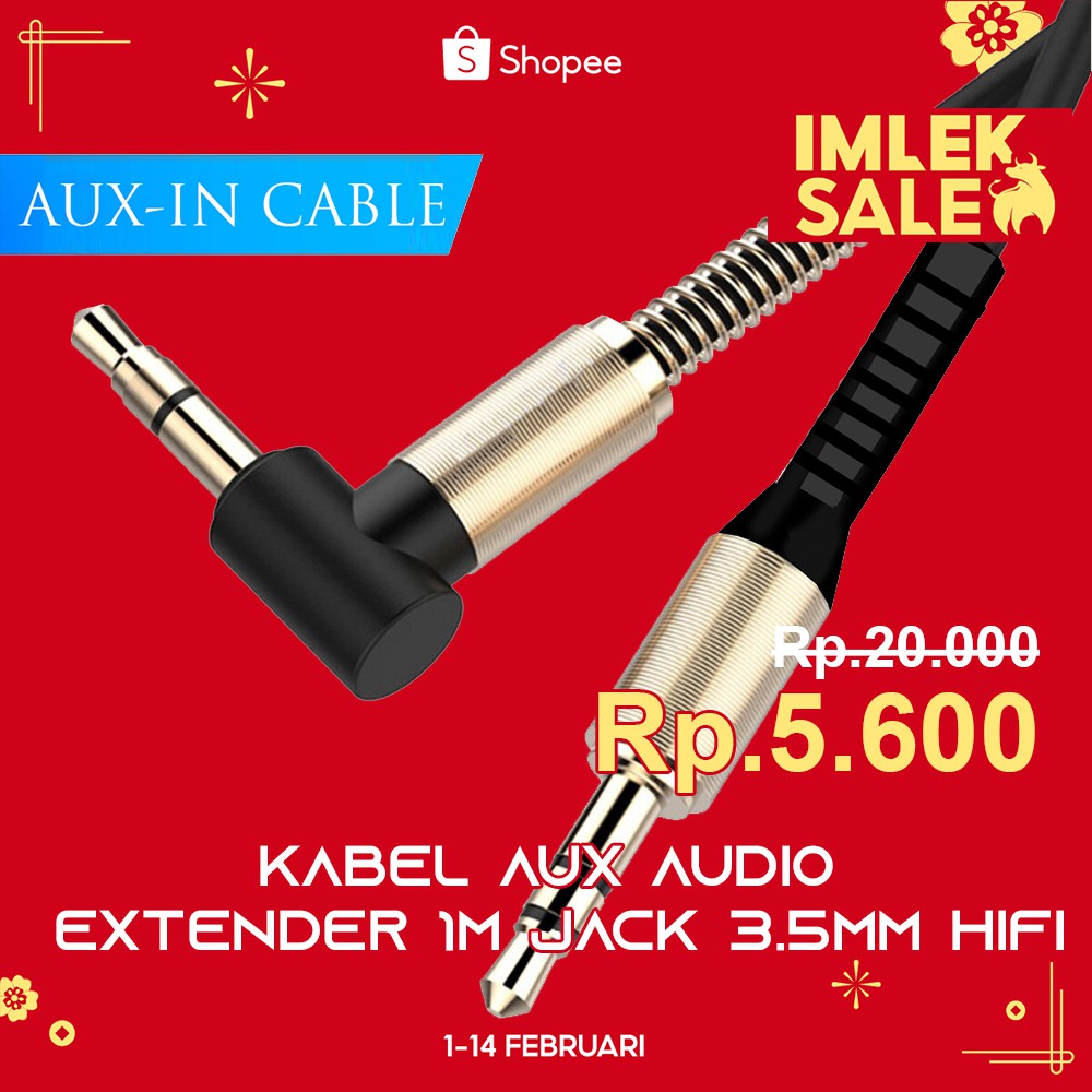 Jual Kabel Aux Audio Extender M Jack Mm Hifi Shopee Indonesia