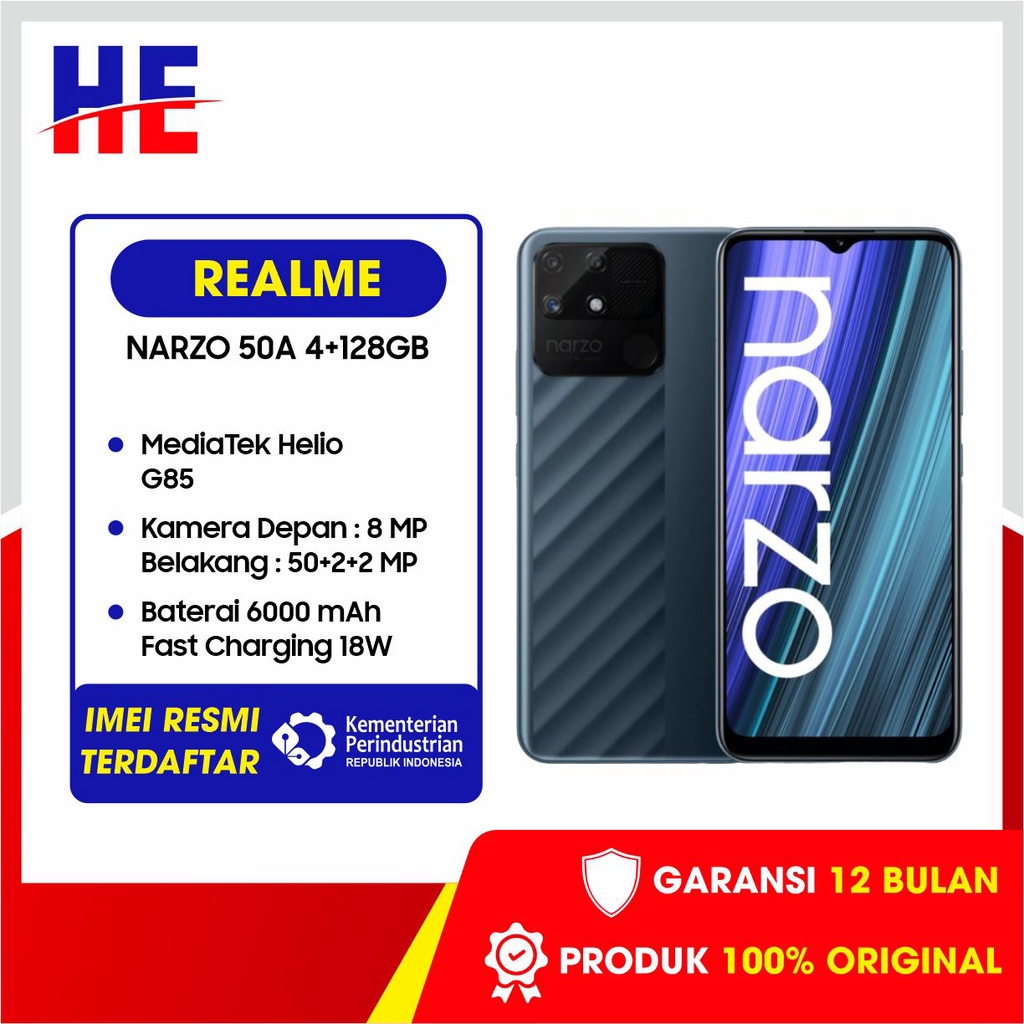 Jual Realme Narzo 50A 4/128 Garansi Resmi 1 Tahun | Shopee Indonesia