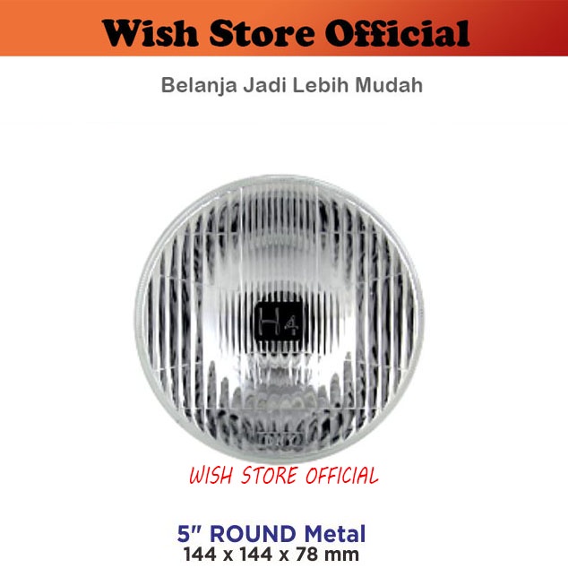 Jual HEADLAMP LAMPU BESAR DEPAN HEAD LAMP UTAMA Universal Motor Mobil Bulat 5" inch Standart DNY