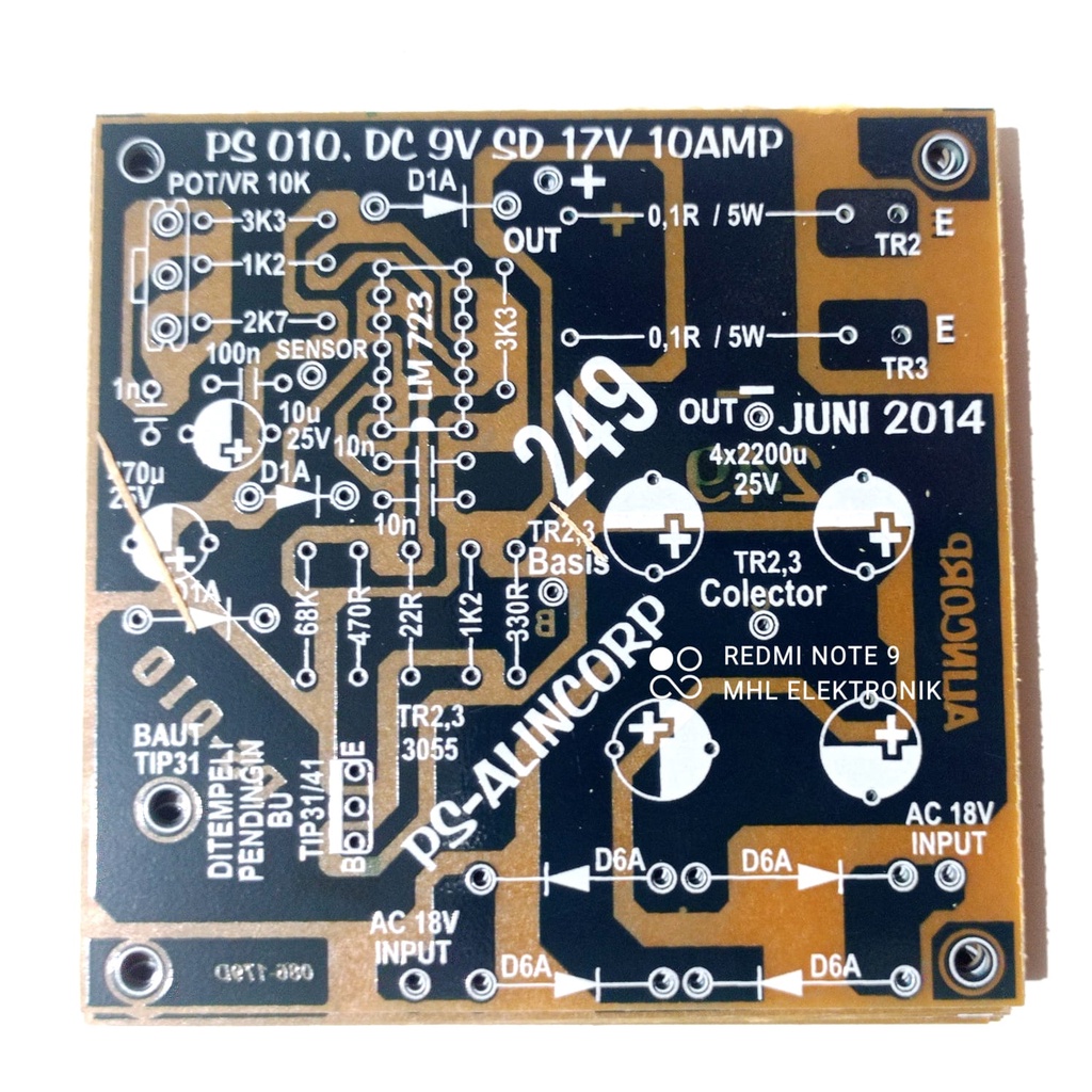 Jual PCB Adjustable Voltage Regulator LM723 9-17 Volt 10A Dengan TIP ...