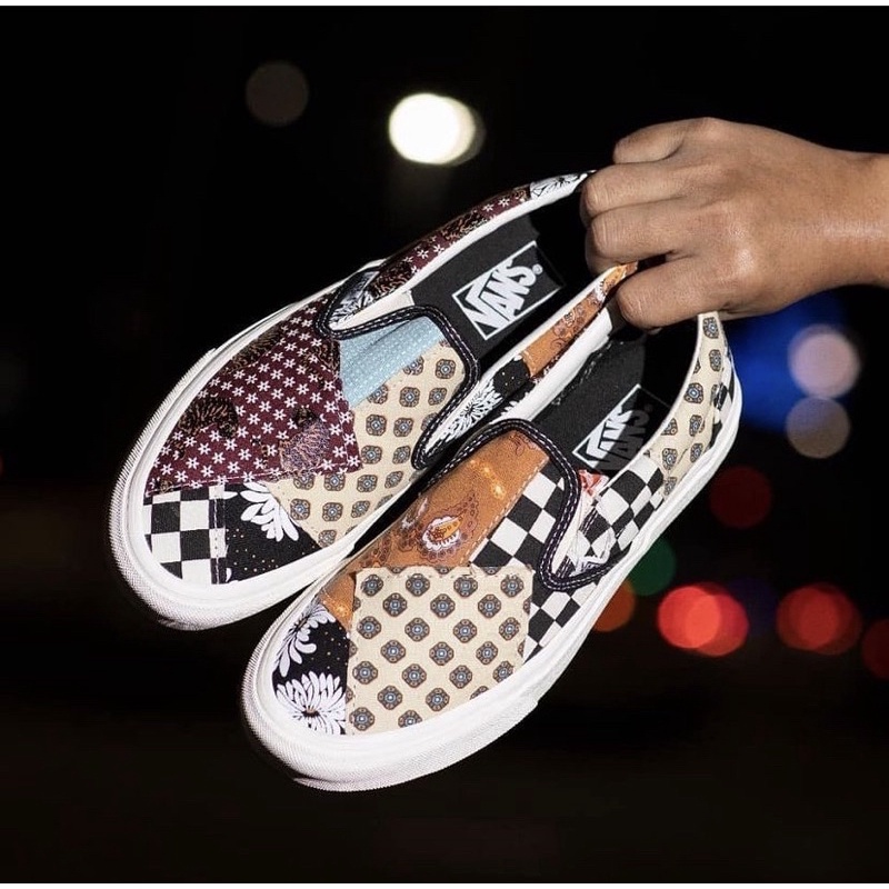 vans tiger patchwork slip on