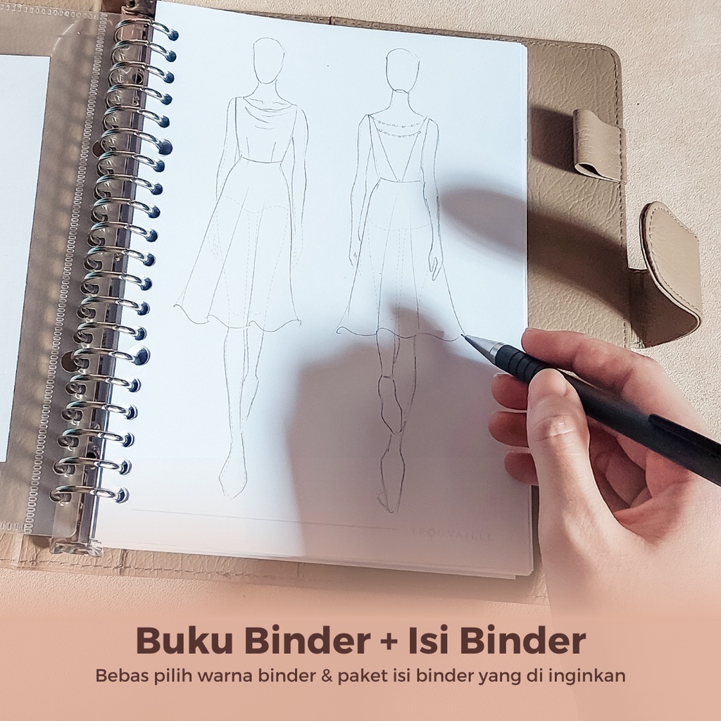Jual Bundle Binder Kulit & Isi Binder ukuran A5 20 ring / Buku Fashion ...