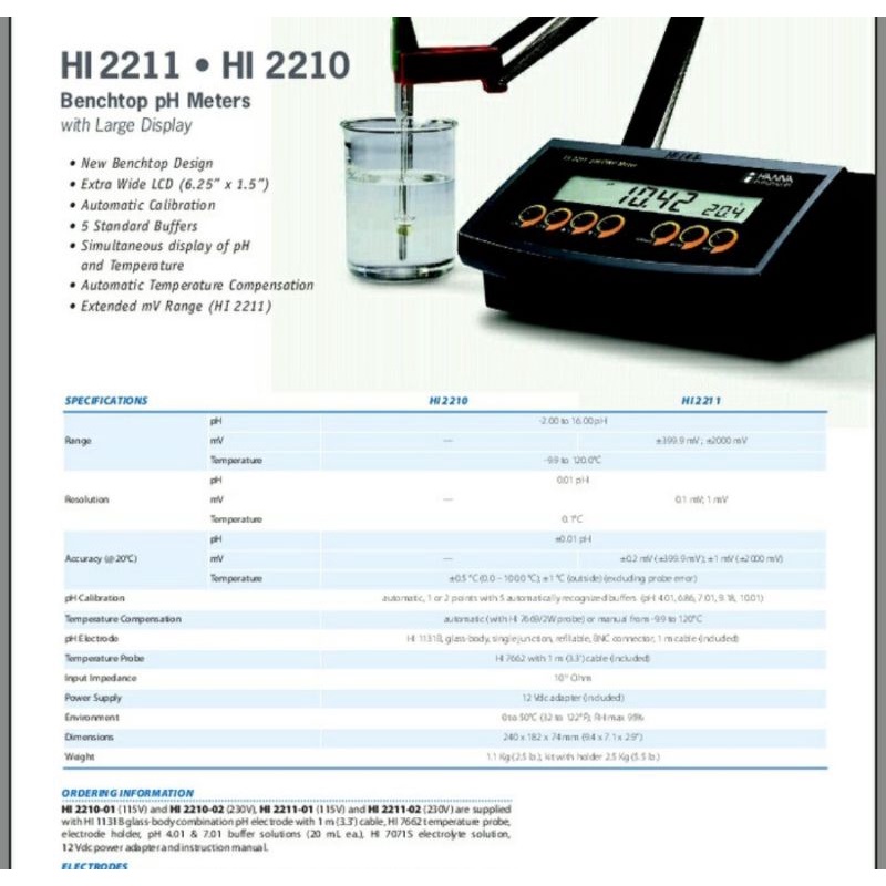 Jual HI 2211 Bench Top pH & mV Meter HI2211 | Shopee Indonesia