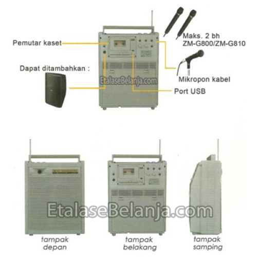 Jual TOA ZW-G810CU - PORTABLE SOUND SYSTEM (2 MIC HANDHELD WIRELESS ...