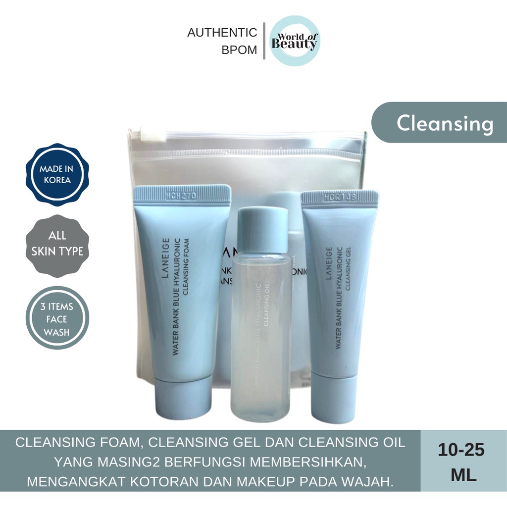 Jual Laneige Waterbank Blue Hyaluronic Cleansing Trial Kit - Cleansing ...