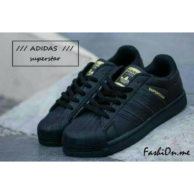 Sepatu Adidas Superstar Full Hitam Casual Sekolah Sneaker Black Laki Perempuan Premium