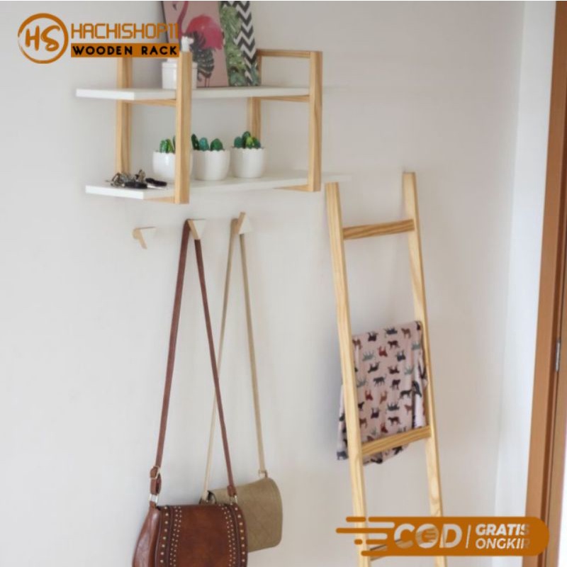 Jual Rak Dinding Kayu Minimalis Ruangan Aesthetic Tempat Bunga Dan ...