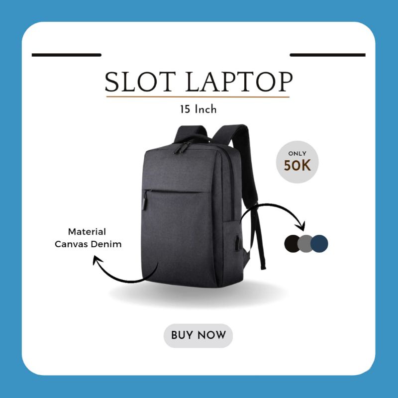 Jual EMOEMO-Tas Ransel Pria Wanita Slot USB laptop 15 inch