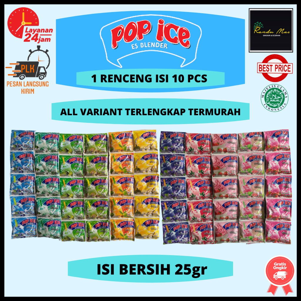 Jual Pop Ice Es Blender Renceng 25gr Aneka Rasa Isi 10 Sachet Minuman Bubuk Original Murah 9310
