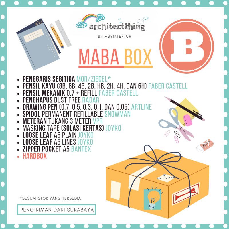 Jual MABA BOX B - STARTER PACK MAHASISWA BARU ARSITEKTUR INTERIOR ...